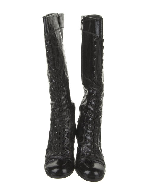 Stuart Weitzman Patent Leather Lace-Up Boots