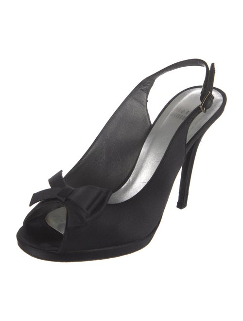 Stuart Weitzman Satin Bow Accents Slingback Sandals