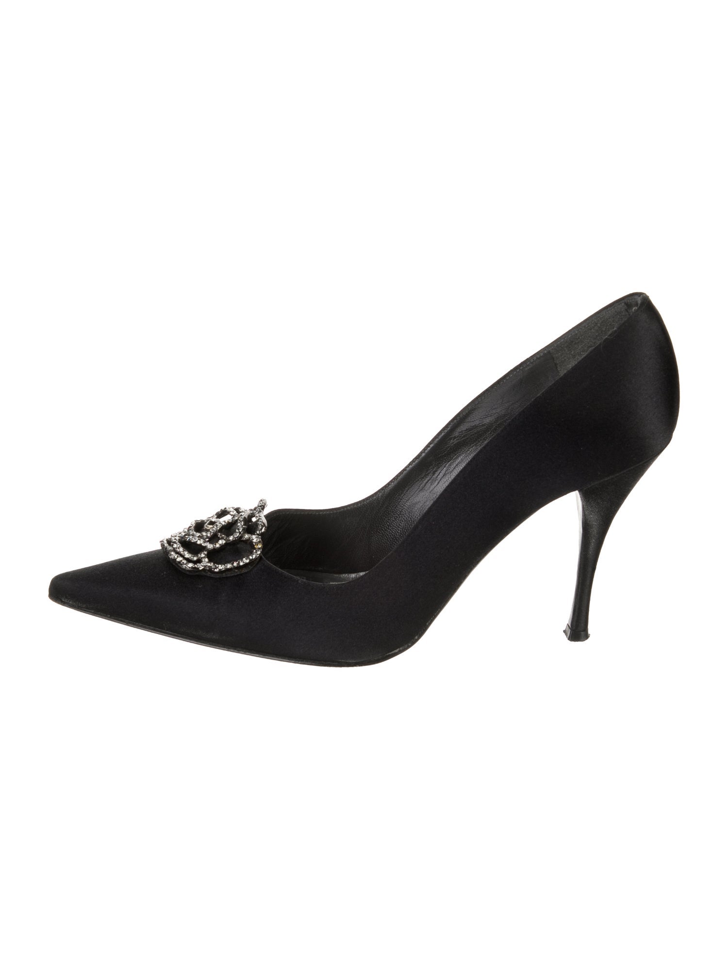 Stuart Weitzman Satin Crystal Embellishments Pumps