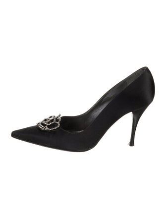Stuart Weitzman Satin Crystal Embellishments Pumps