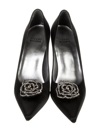 Stuart Weitzman Satin Crystal Embellishments Pumps