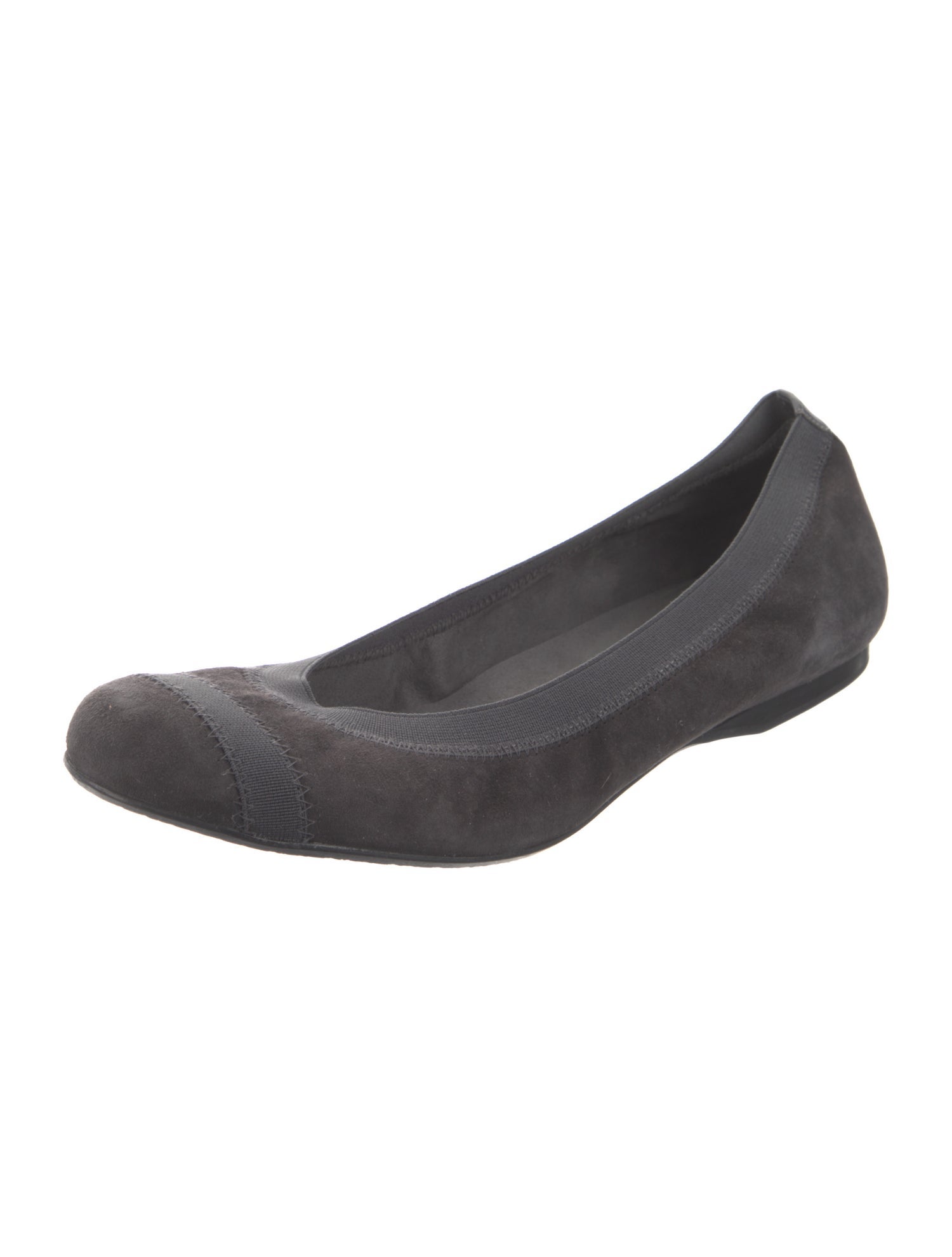 Stuart Weitzman Suede Grosgrain Trim Flats