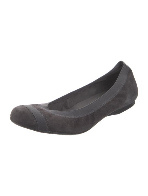 Stuart Weitzman Suede Grosgrain Trim Flats