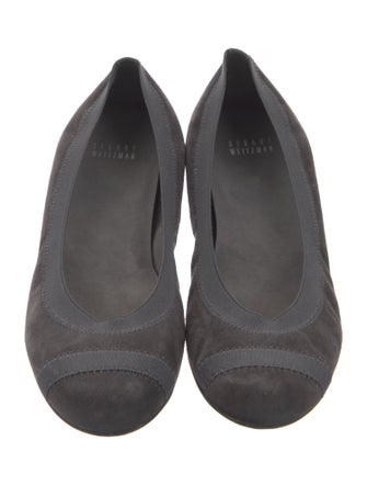 Stuart Weitzman Suede Grosgrain Trim Flats