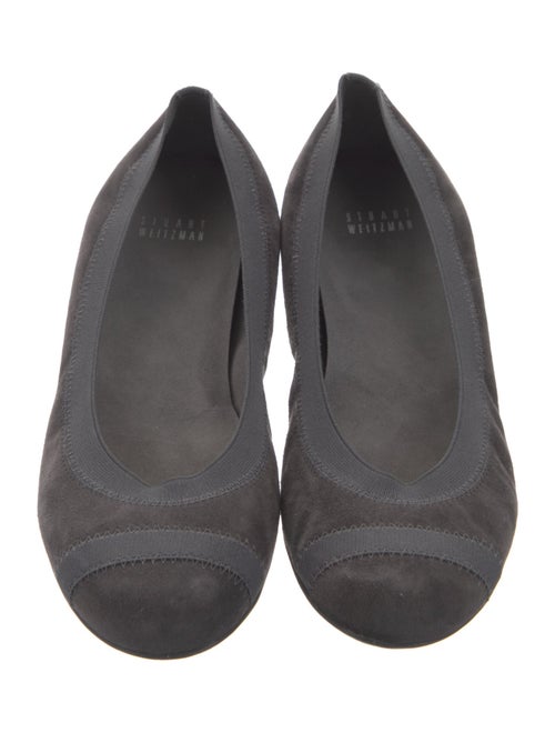 Stuart Weitzman Suede Grosgrain Trim Flats