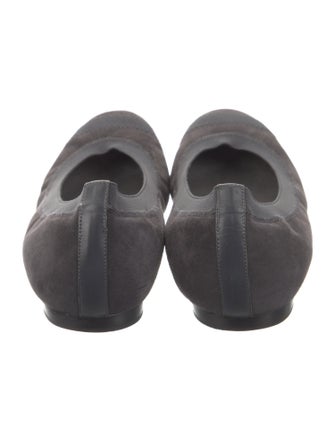 Stuart Weitzman Suede Grosgrain Trim Flats