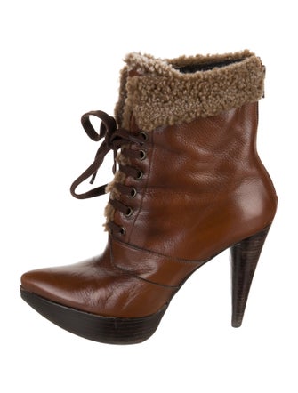 Stuart Weitzman Leather Lace-Up Boots