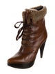 Stuart Weitzman Leather Lace-Up Boots