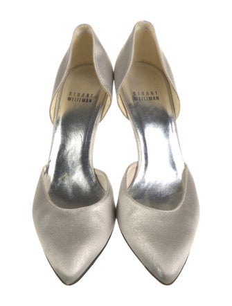 Stuart Weitzman Satin Crystal Embellishments D'Orsay Pumps