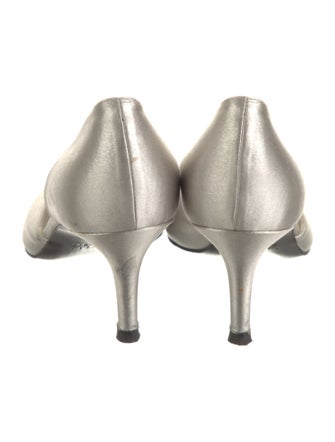 Stuart Weitzman Satin Crystal Embellishments D'Orsay Pumps