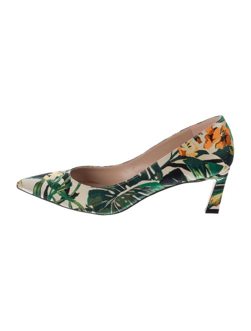 Stuart Weitzman Silk Floral Print Slingback Pumps