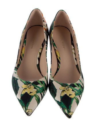 Stuart Weitzman Silk Floral Print Slingback Pumps