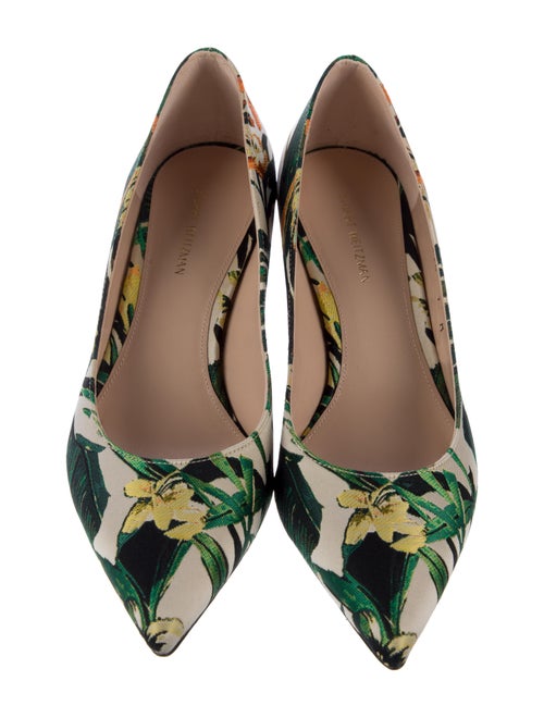 Stuart Weitzman Silk Floral Print Slingback Pumps