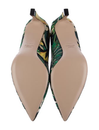 Stuart Weitzman Silk Floral Print Slingback Pumps