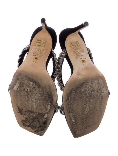 Stuart Weitzman Suede Crystal Embellishments Slides