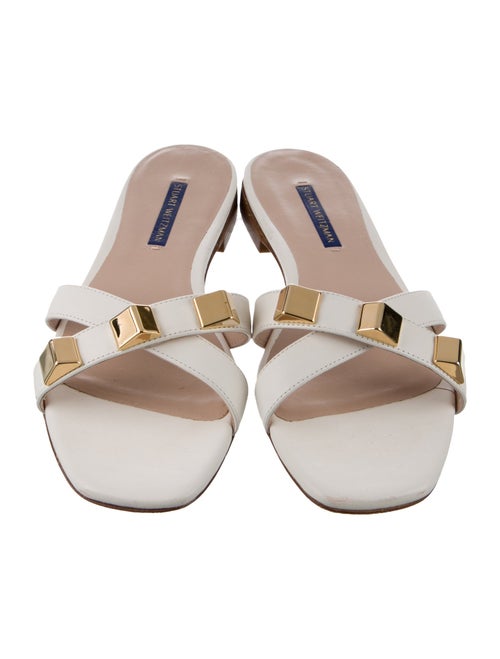 Stuart Weitzman Leather Studded Accents Slides