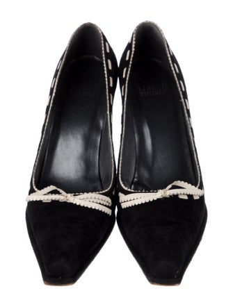 Stuart Weitzman Suede Bow Accents Pumps