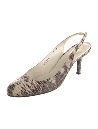 Stuart Weitzman Snakeskin Printed Slingback Pumps