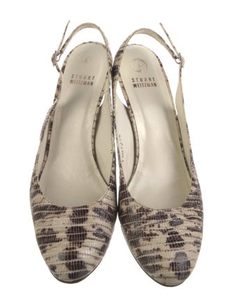 Stuart Weitzman Snakeskin Printed Slingback Pumps