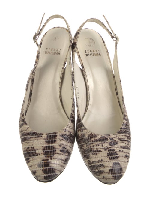 Stuart Weitzman Snakeskin Printed Slingback Pumps