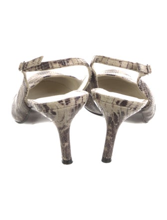 Stuart Weitzman Snakeskin Printed Slingback Pumps