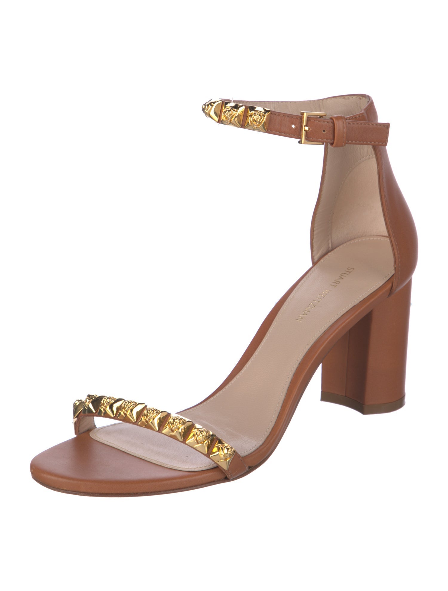 Stuart Weitzman Leather Studded Accents Sandals