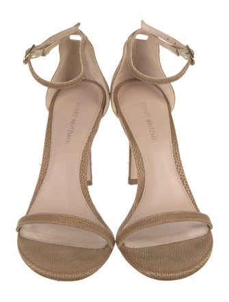 Stuart Weitzman Leather Crystal Embellishments Sandals