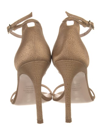 Stuart Weitzman Leather Crystal Embellishments Sandals