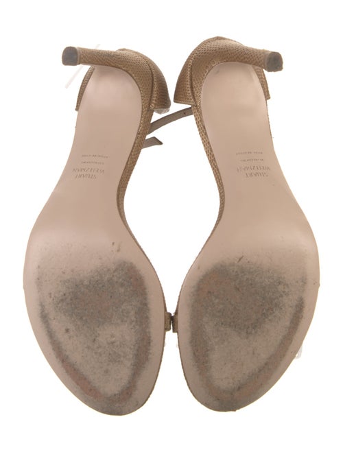 Stuart Weitzman Leather Crystal Embellishments Sandals