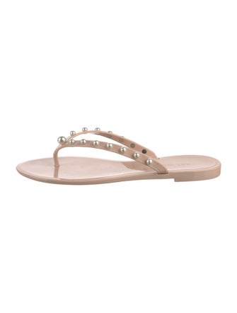 Stuart Weitzman Rubber Beaded Accents Flip Flops