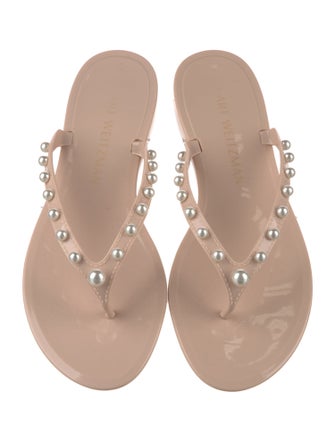 Stuart Weitzman Rubber Beaded Accents Flip Flops