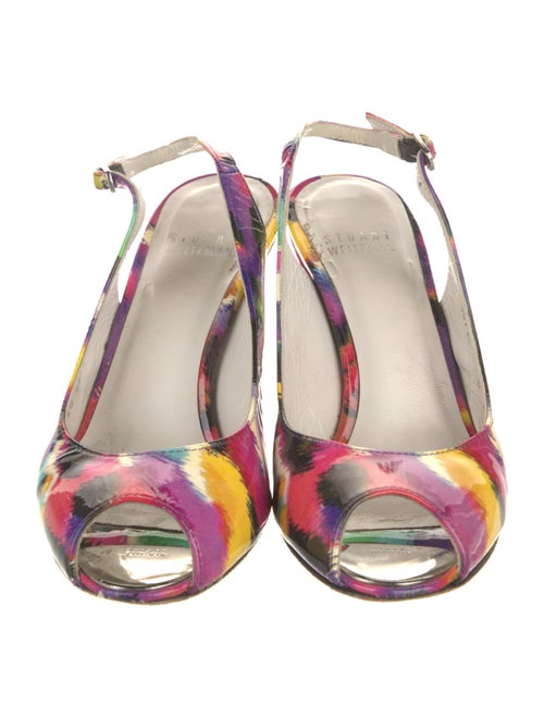Stuart Weitzman Patent Leather Printed Slingback Sandals