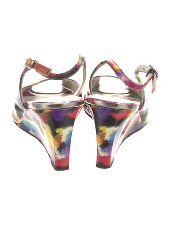 Stuart Weitzman Patent Leather Printed Slingback Sandals