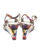 Stuart Weitzman Patent Leather Printed Slingback Sandals