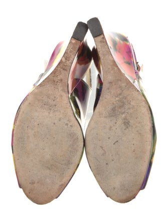 Stuart Weitzman Patent Leather Printed Slingback Sandals