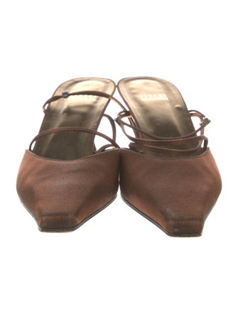 Stuart Weitzman Leather Crystal Embellishments Mules