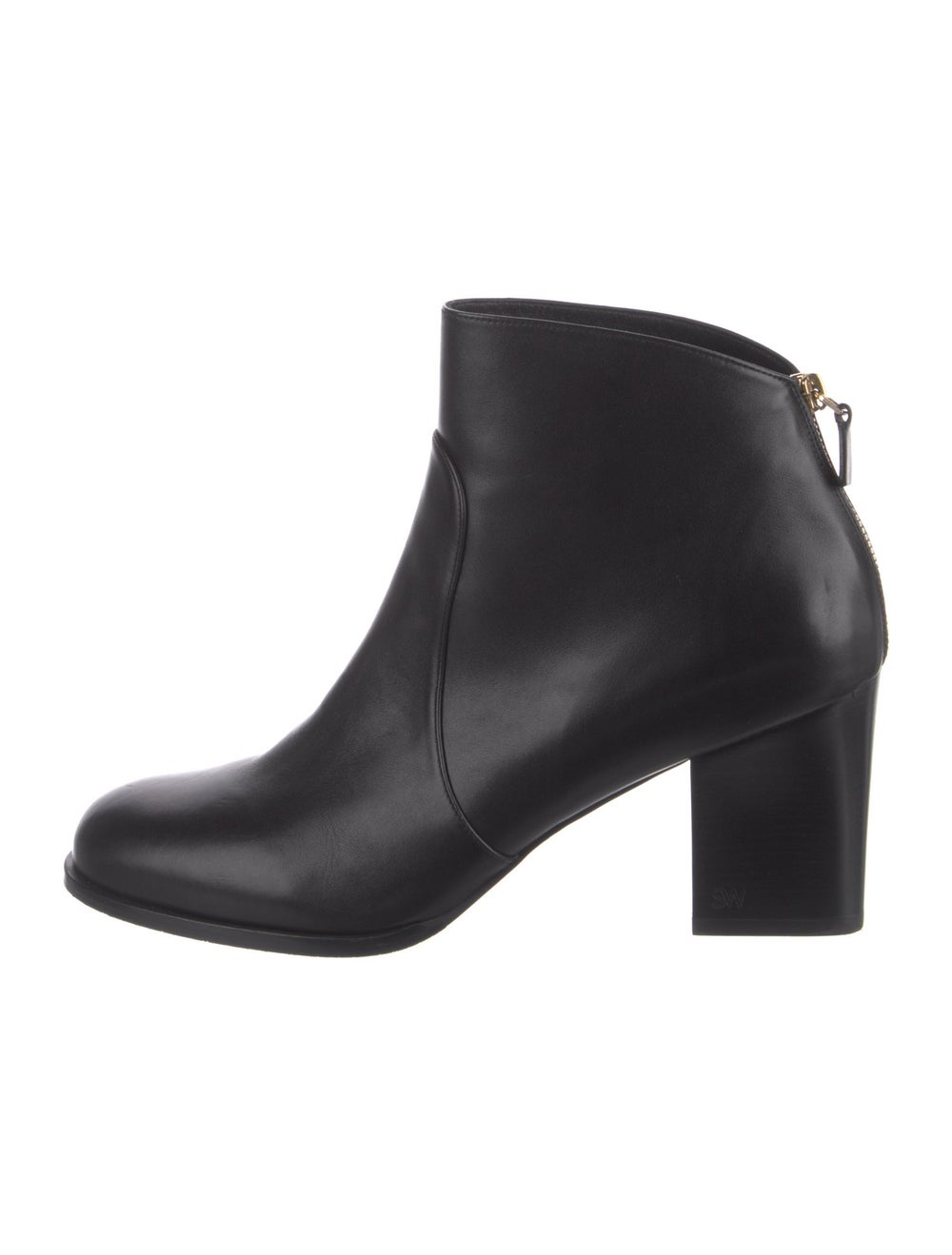 Stuart Weitzman Leather Ankle Boots Black Round-T… - image 1