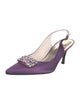Stuart Weitzman Satin Crystal Embellishments Slingback Pumps