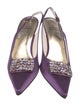 Stuart Weitzman Satin Crystal Embellishments Slingback Pumps