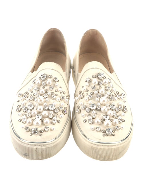 Stuart Weitzman Leather Crystal Embellishments Sneakers