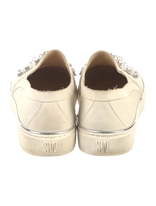 Stuart Weitzman Leather Crystal Embellishments Sneakers