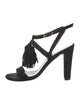 Stuart Weitzman Suede Tassel Accents Slingback Sandals