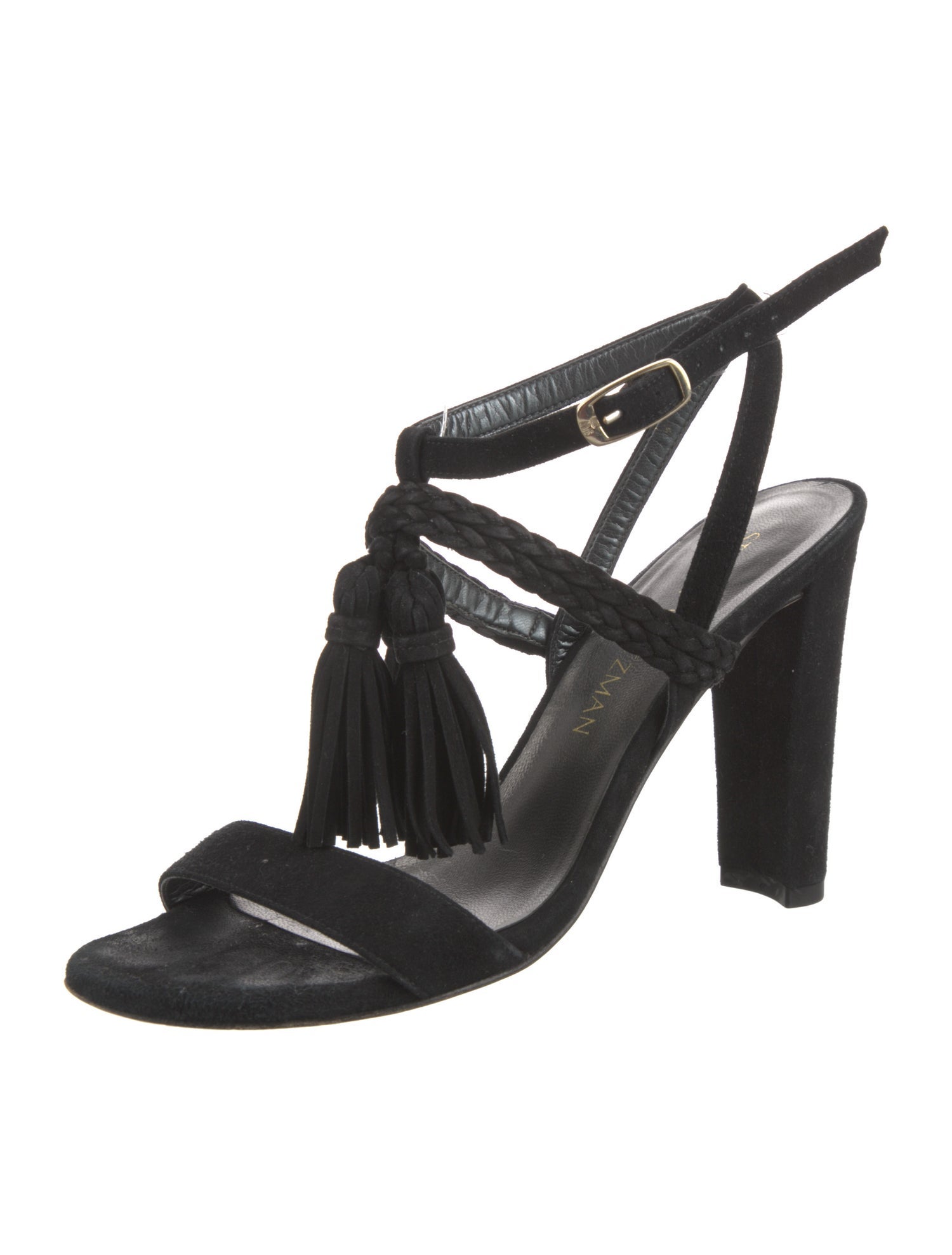 Stuart Weitzman Suede Tassel Accents Slingback Sandals