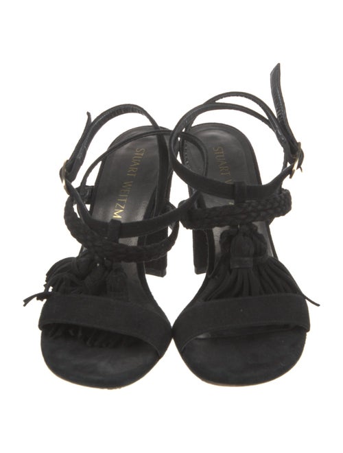 Stuart Weitzman Suede Tassel Accents Slingback Sandals