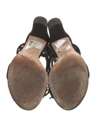 Stuart Weitzman Suede Tassel Accents Slingback Sandals