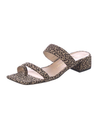 Stuart Weitzman Suede Animal Print Slides