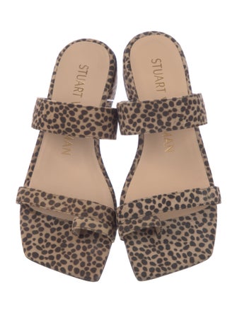 Stuart Weitzman Suede Animal Print Slides