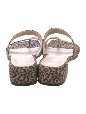 Stuart Weitzman Suede Animal Print Slides