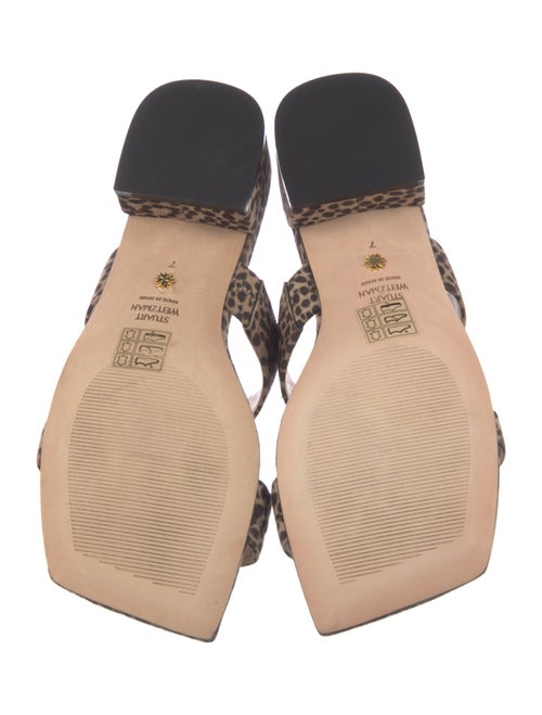 Stuart Weitzman Suede Animal Print Slides