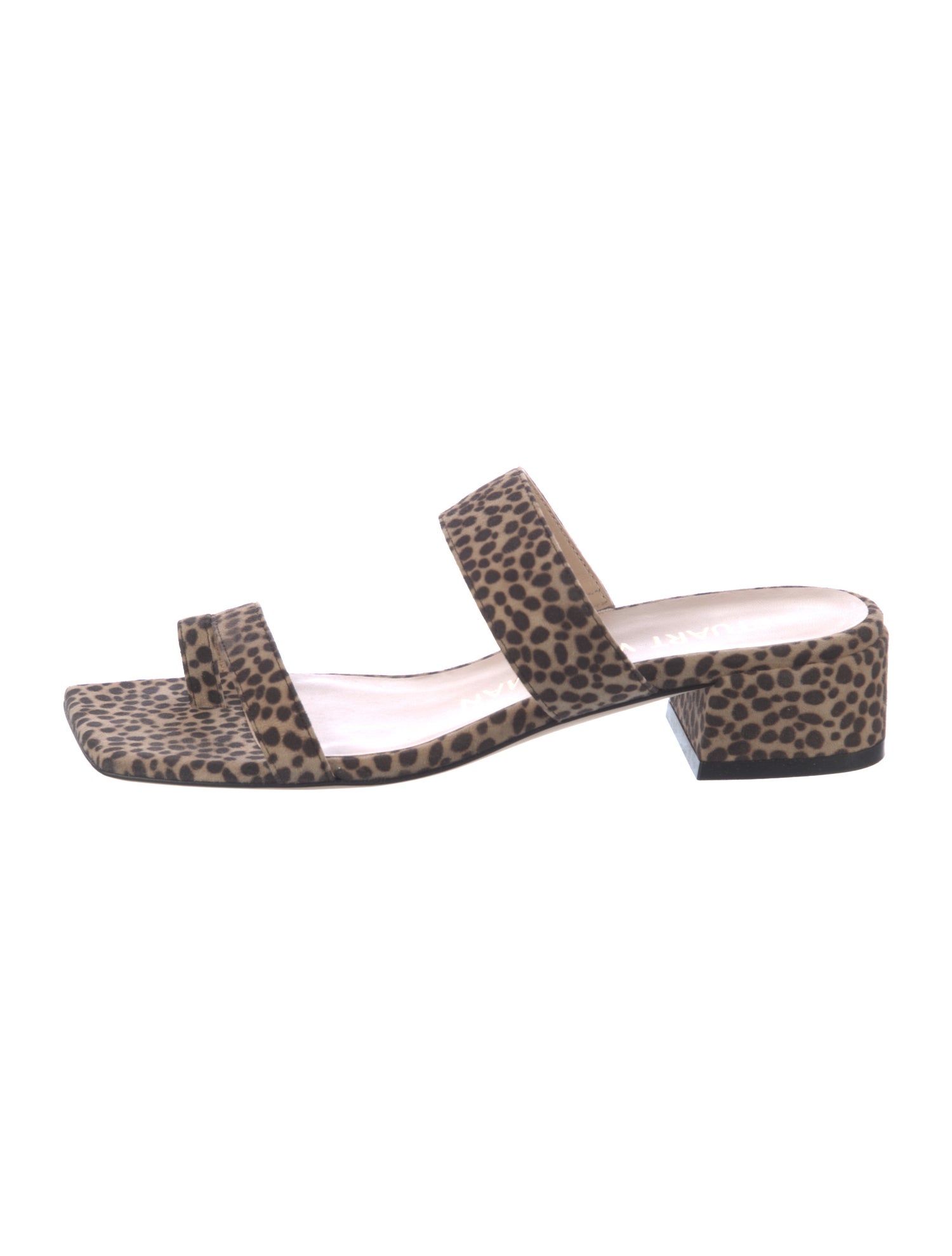 Stuart Weitzman Suede Animal Print Slides